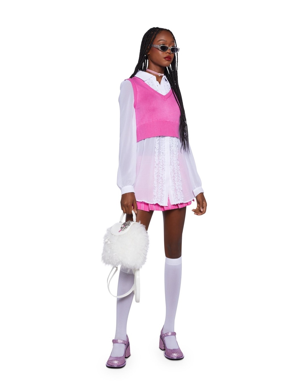 Dolls Kill x Clueless 2 in 1 Sweater/Chiffon Top - Size Medium